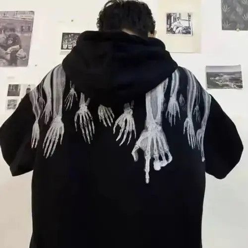 Double Side Pattern Goth Oversized Hoodie