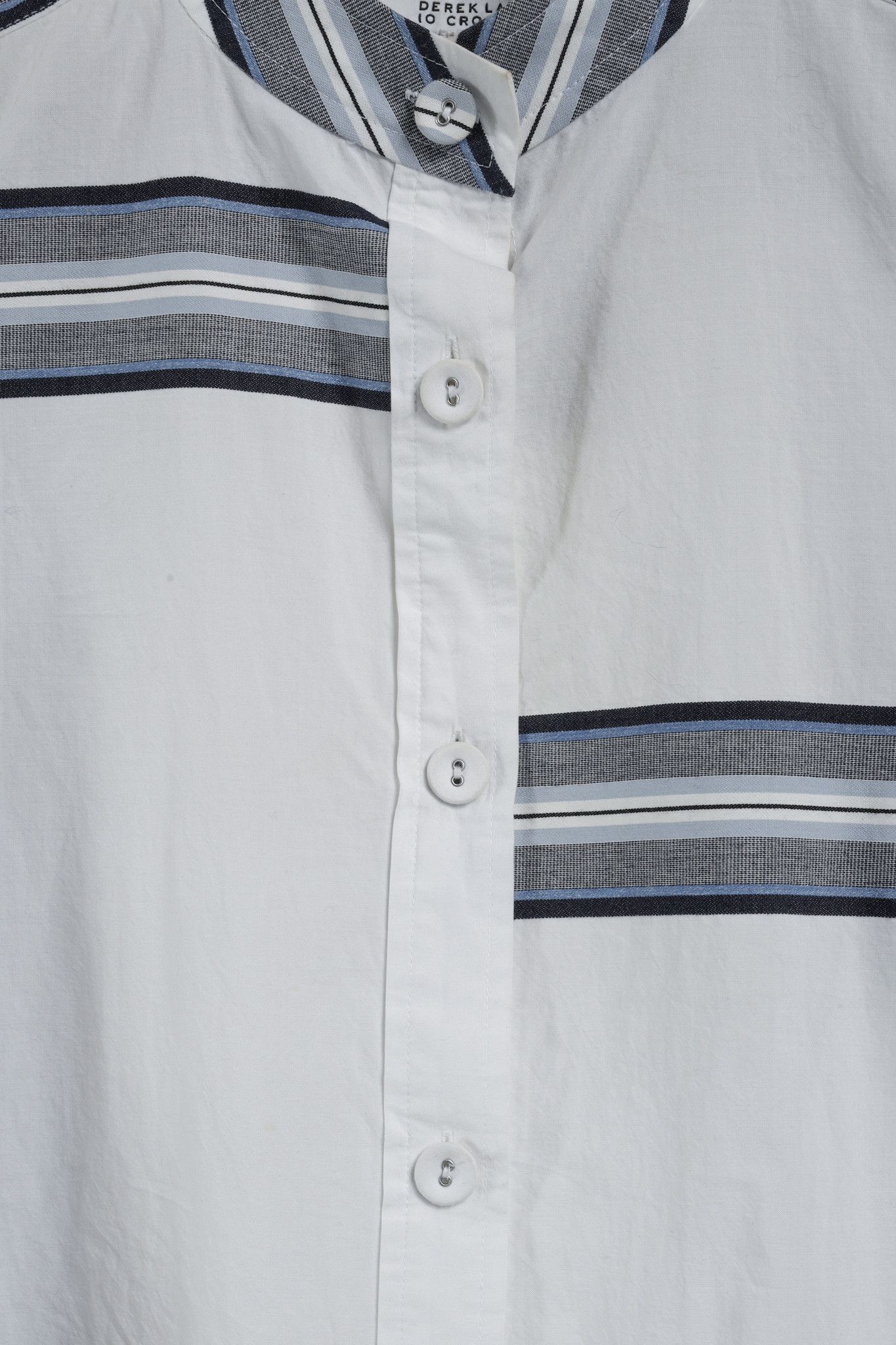 Derek Lam 10 Crosby Derek Lam White Cotton Button Down w/ Blue Striped P Size S / US 4 / IT 40 - 8 Thumbnail