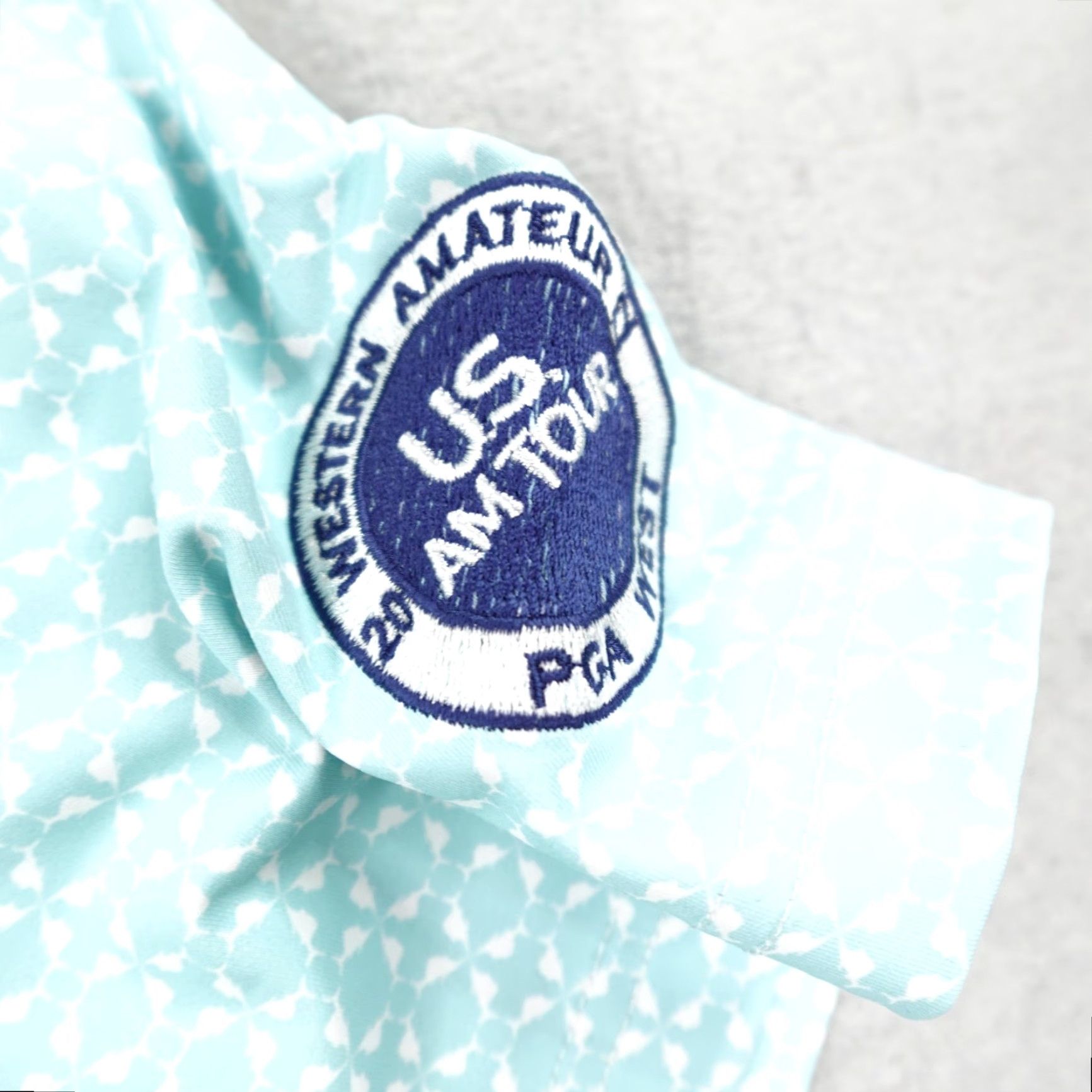 Vintage Scales Polo Shirt Mens Large Blue White Geometric Golf Performance US Am Tour Size US L / EU 52-54 / 3 - 5 Thumbnail