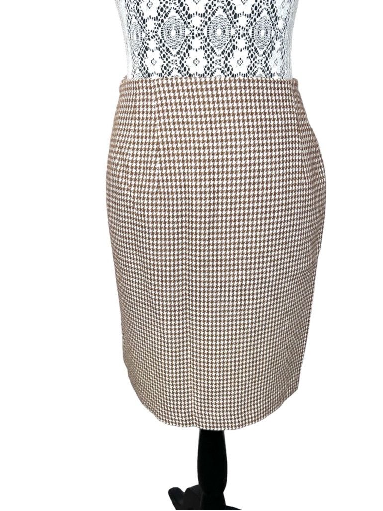 Other Vintage 80s above knee plaid, kilt Skirt, M, Brown and White Size 32" / US 10 / IT 46 - 6 Thumbnail