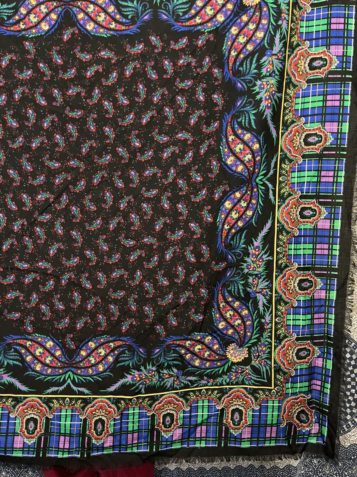 Vintage Vintage Vicki Lynn Bardon Wool Paisley Plaid Scarf Size ONE SIZE - 2 Thumbnail