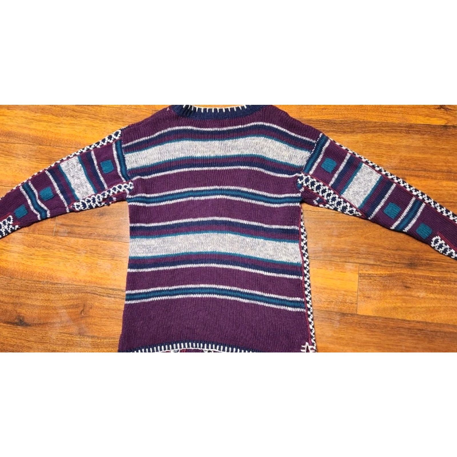 Vintage VINTAGE Gina Peters Knit Cardigan Sweater Women's S Small Geometric Southwest Purple 90s Designer Womens Cardigan Size S / US 4 / IT 40 - 7 Thumbnail