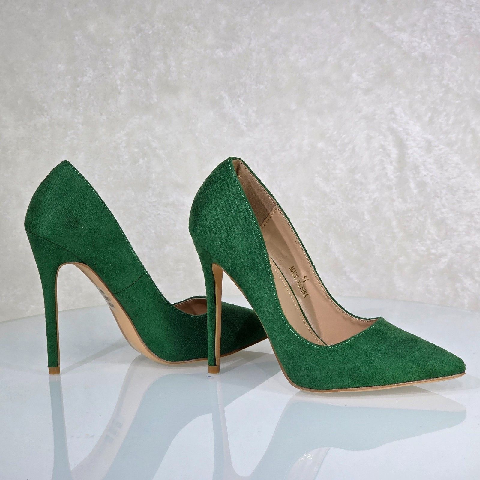 Other Lynn Dark Green FX Suede High Heel Shoes Pointy Toe Pumps (S Size US 7 / IT 37 - 6 Thumbnail