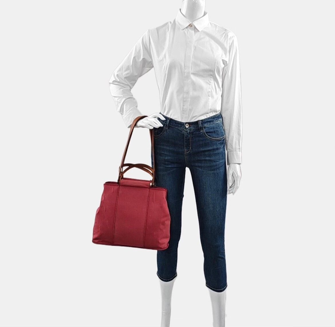 Hermes Hermes Cabag Red Canvas Tote Bag Size ONE SIZE - 2 Thumbnail