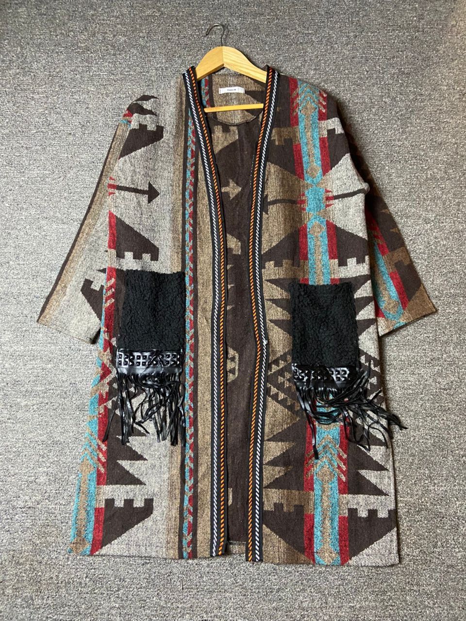 Japanese Brand YAXIN Navajo Aztec Cardigan Jacket with Fringes (179) Size S / US 4 / IT 40 - 1 Thumbnail