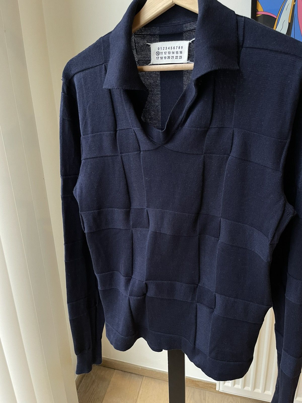 Maison Margiela Maison Margiela SS08 Navy Open-Collar Knit Polo Sweater Size US S / EU 44-46 / 1 - 8 Thumbnail