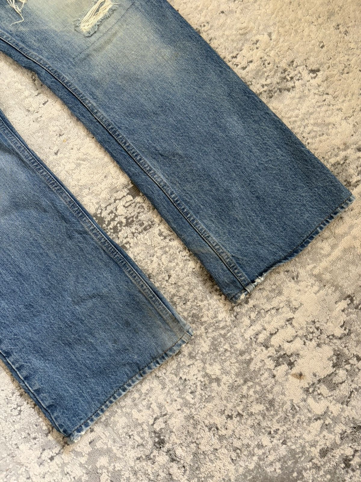 Isamu Katayama Backlash AW12 Blue Cowhide Leather Heelbite Repair Bootcut Denim Size US 33 - 4 Thumbnail