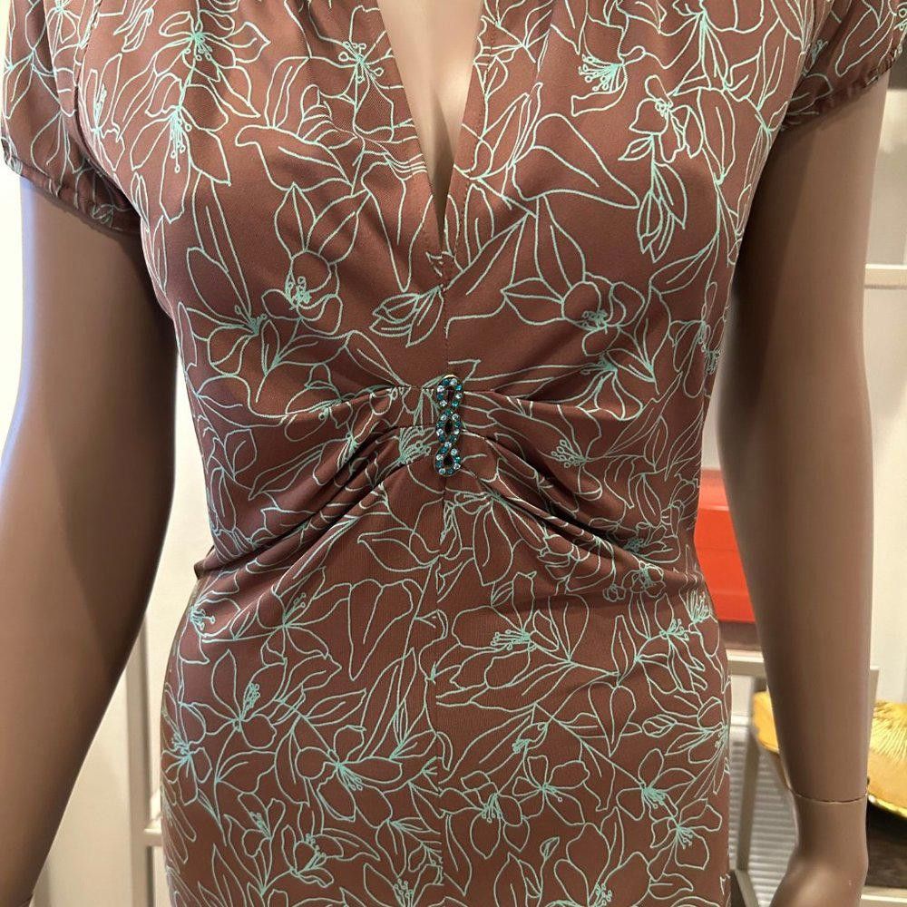 Bcbgmaxazria BCBG Maxazria Jersey Dress with Jeweled Pin Front Size S / US 4 / IT 40 - 8 Thumbnail