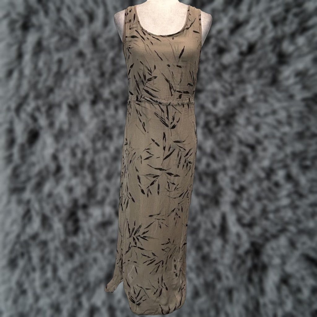 Vintage VINTAGE Sacred Threads Maxi Dress Women's Sleeveless Lined Floral Bohemian Hippie long Sz S/M Tan Black Womens Size S / US 4 / IT 40 - 1 Thumbnail