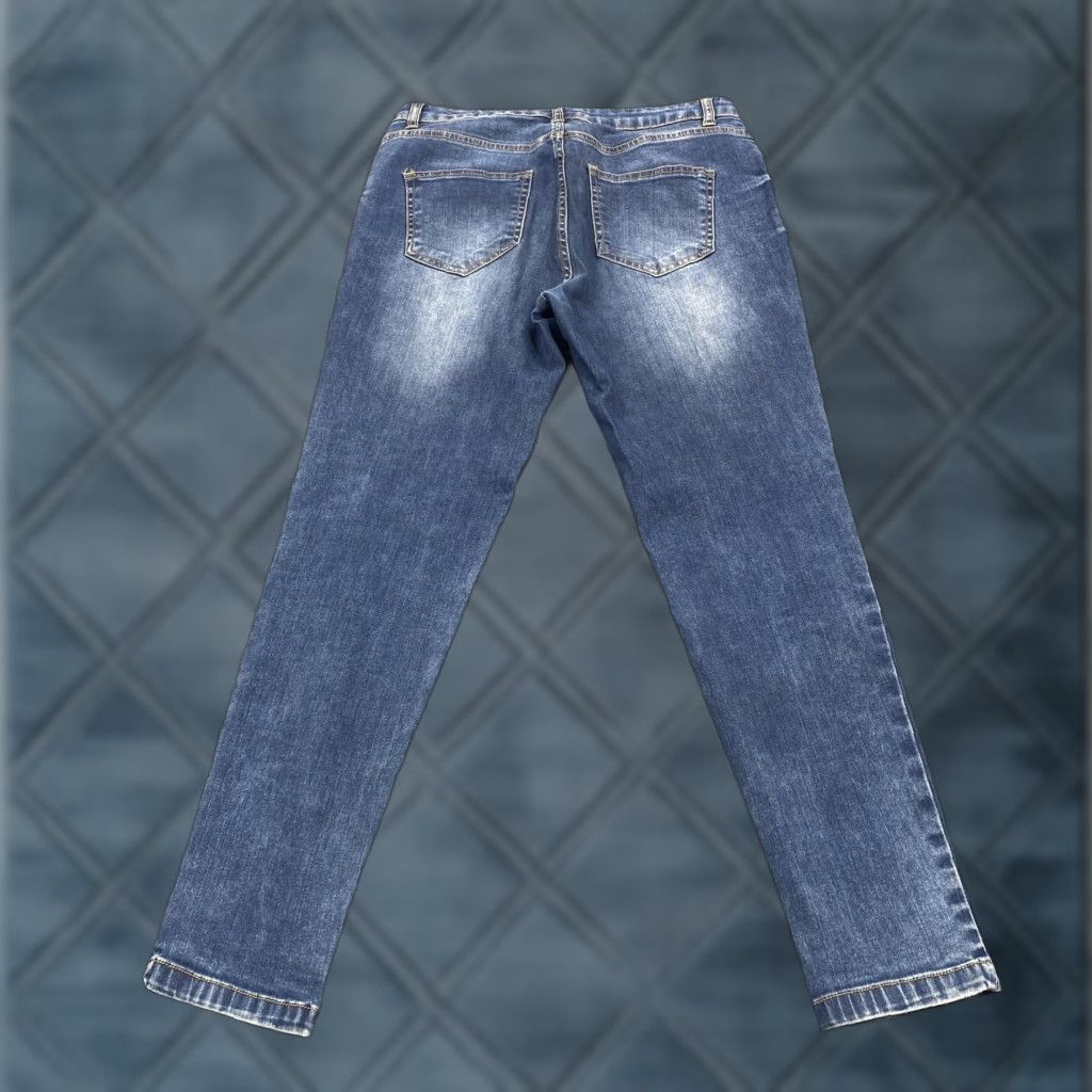 Vintage Ginger Jeans Womens 30 Blue Medium Wash Distressed Skinny Stretch Denim Jeans Size 30" / US 8 / IT 44 - 1 Thumbnail