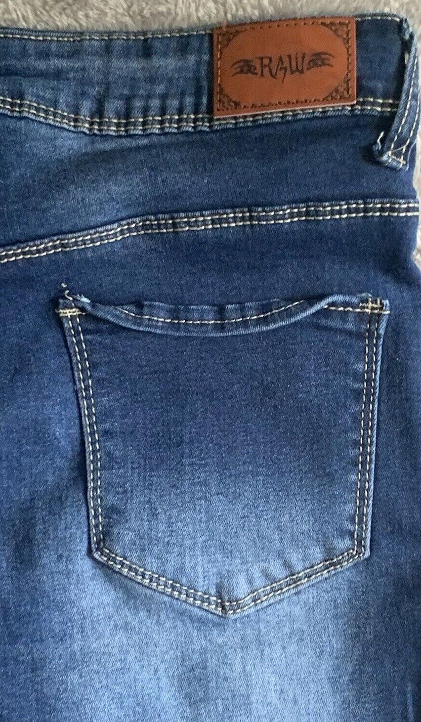 Designer RAW 7 Jeans Sz 11 Mid Rise Stretch Slim Fit Distressed Size 32" / US 10 / IT 46 - 5 Thumbnail