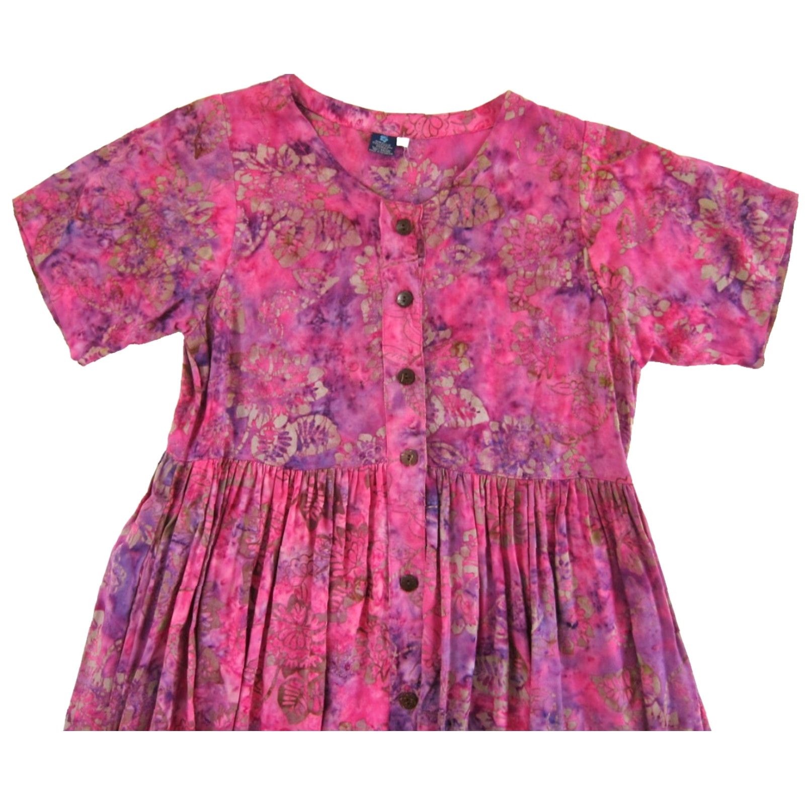 Vintage VINTAGE Hibiscus Collection Hawaii Rayon Pink Tie Dye Pocket Button Down Maxi Dress S Size S / US 4 / IT 40 - 4 Thumbnail