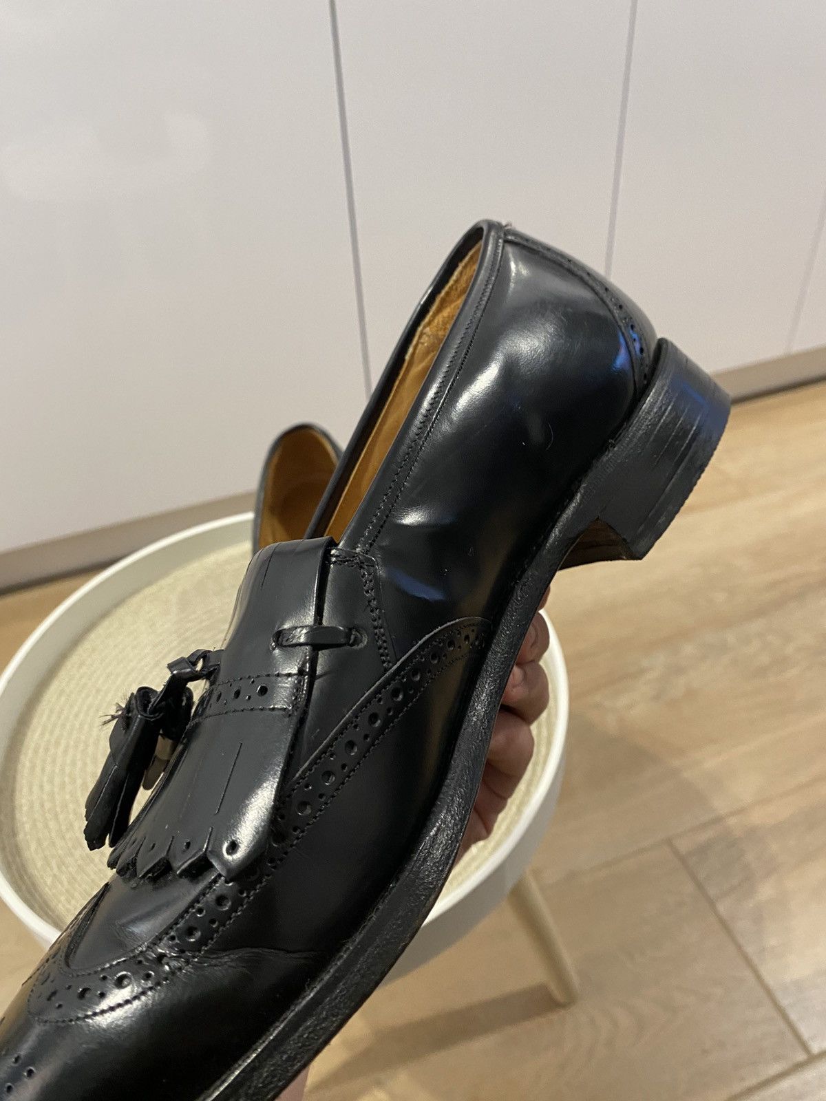 Johnston & Murphy Johnston & Murphy Optima Kiltie Tassel Wingtip Black Loafers Size US 9.5 / EU 42-43 - 8 Thumbnail