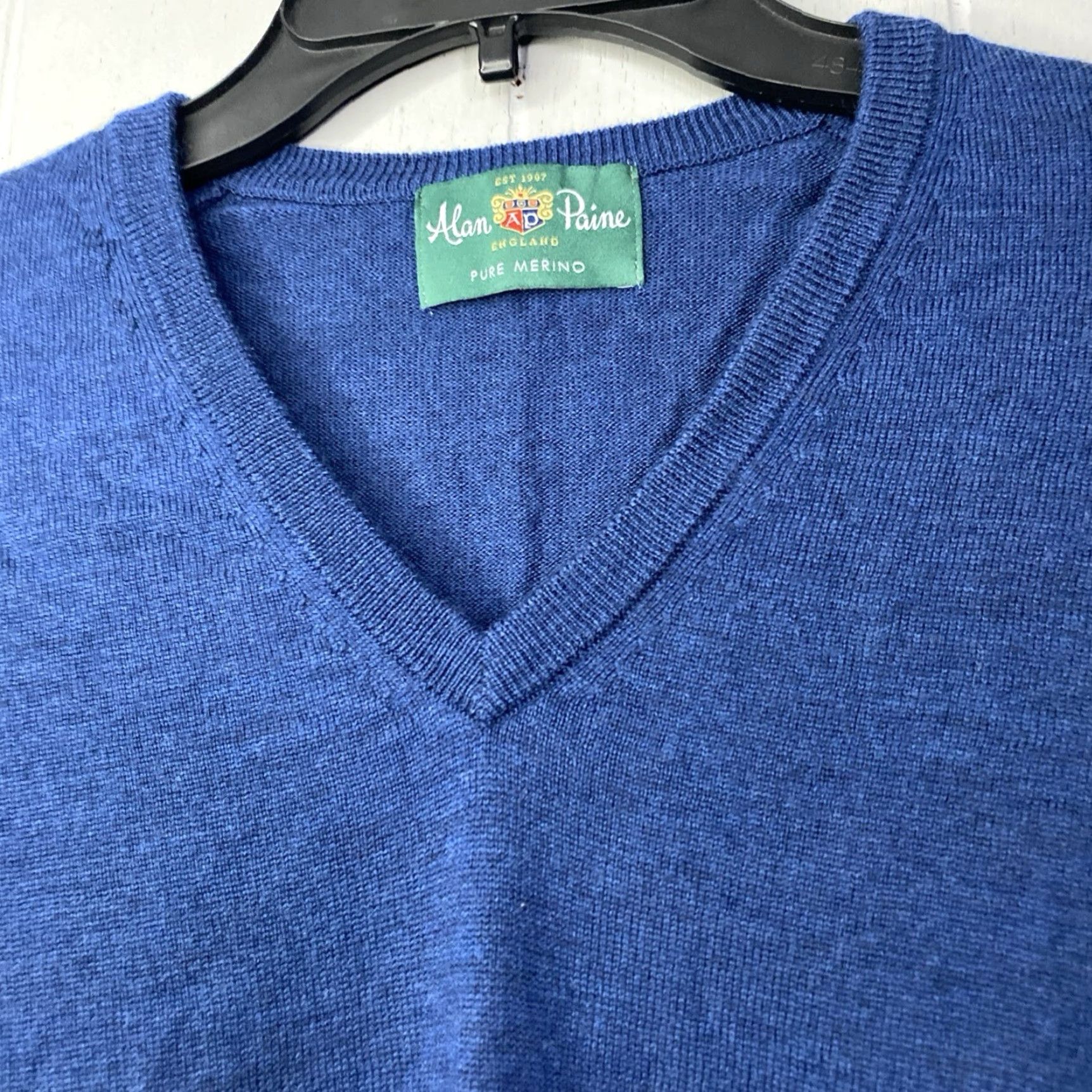 Vintage VINTAGE Alan Paine V-Neck Jumper Sweater Vest XL EU 54 UK 44 Elastic Waist Merino Wool Blue Men Pullover Knit Card? Size US XL / EU 56 / 4 - 3 Thumbnail