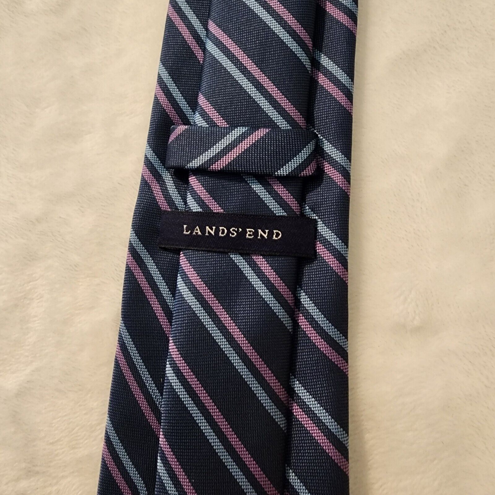 Lands' End Lands' End Tie Blue and Purple Striped Classic Style Necktie Size ONE SIZE - 3 Thumbnail
