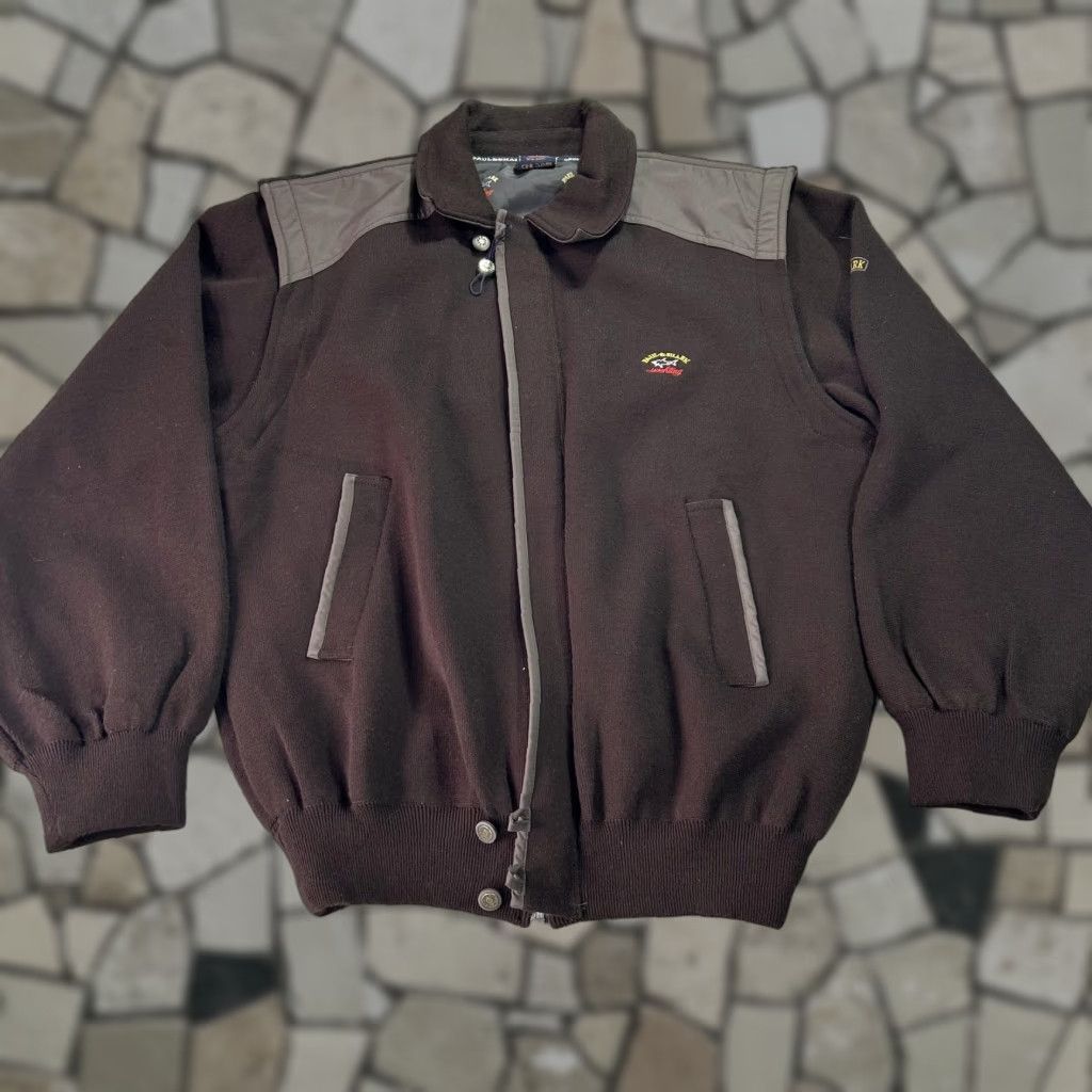 Paul & Shark Yachting Jacket Mens 2XL Brown Wool Bomber Full Zip Italy