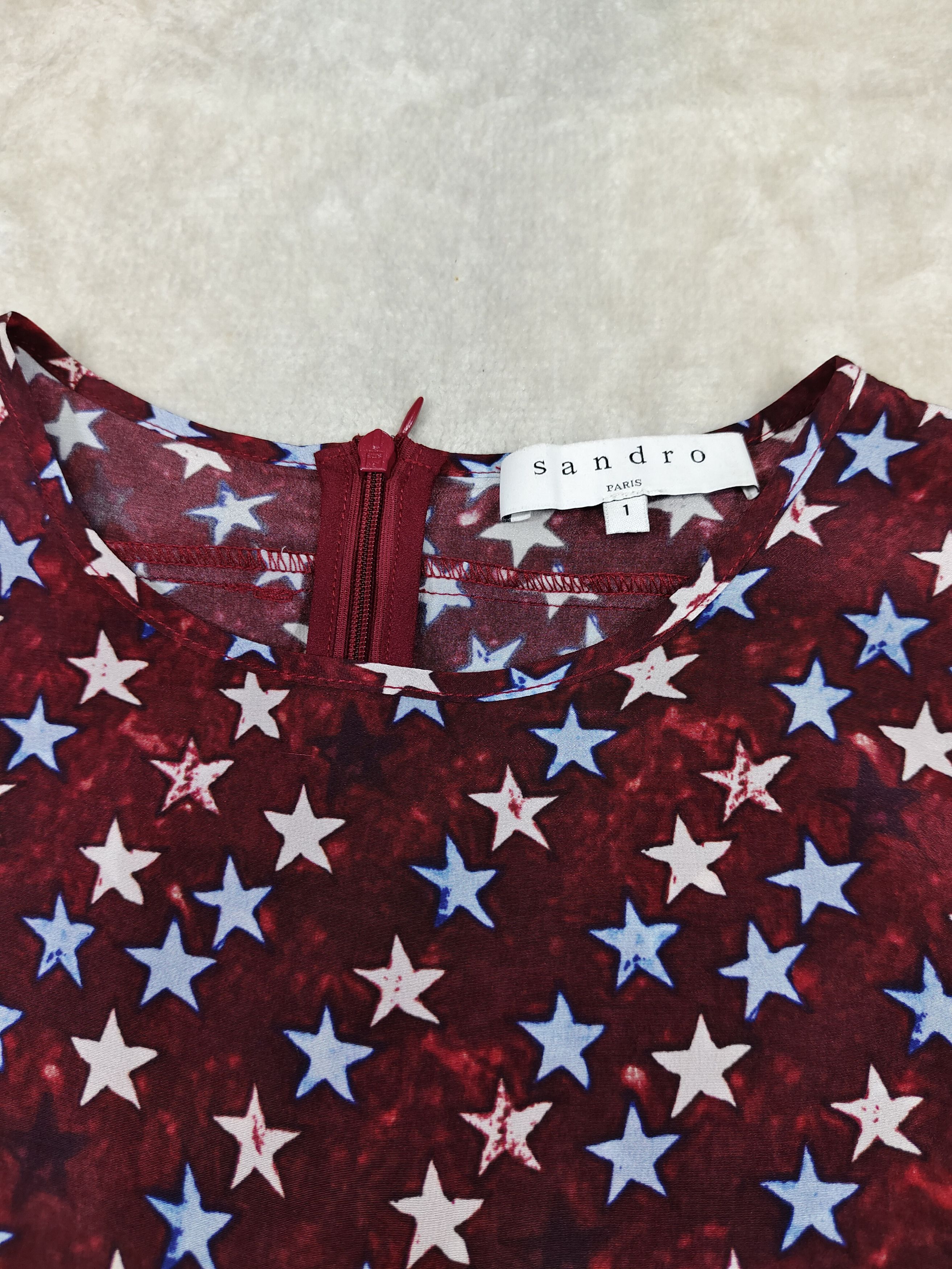 Sandro SANDRO🇫🇷 Retro Graphic Ruffled Cascading Silk Flare Dress Size M / US 6-8 / IT 42-44 - 10 Thumbnail