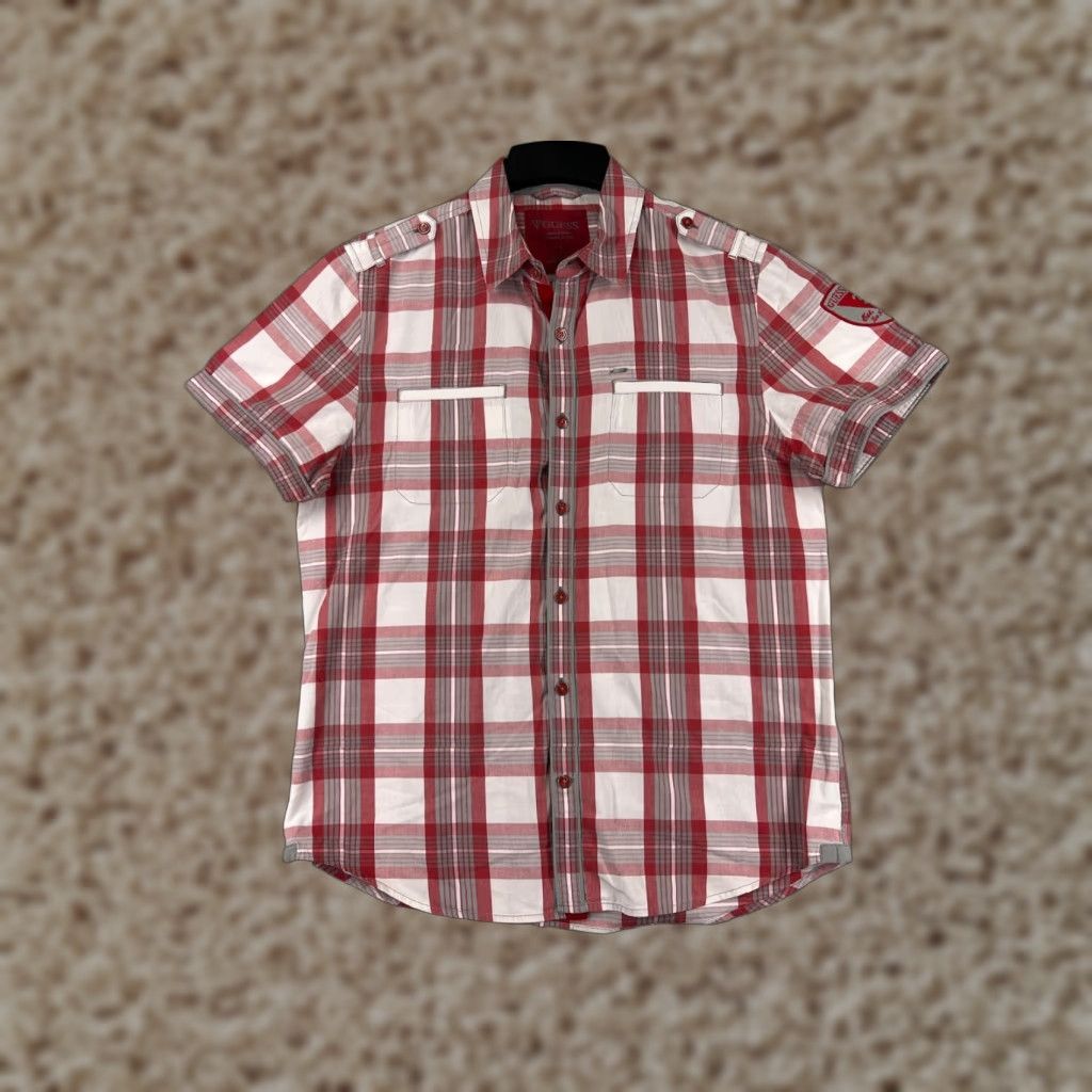 Guess GUESS Shirt Mens Large Red Plaid Button-Up Slim Cotton Shirt Size US L / EU 52-54 / 3 - 1 Thumbnail