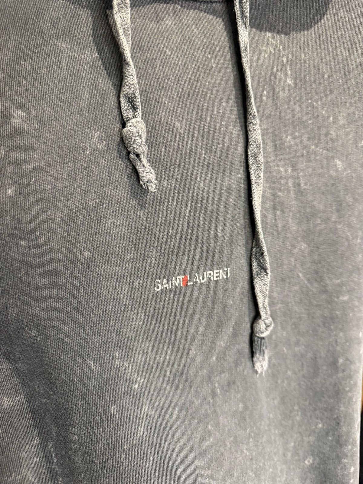Saint Laurent Paris $890 Saint Laurent acid wash grey Rive Gauche logo hoodie M Size US M / EU 48-50 / 2 - 10 Thumbnail