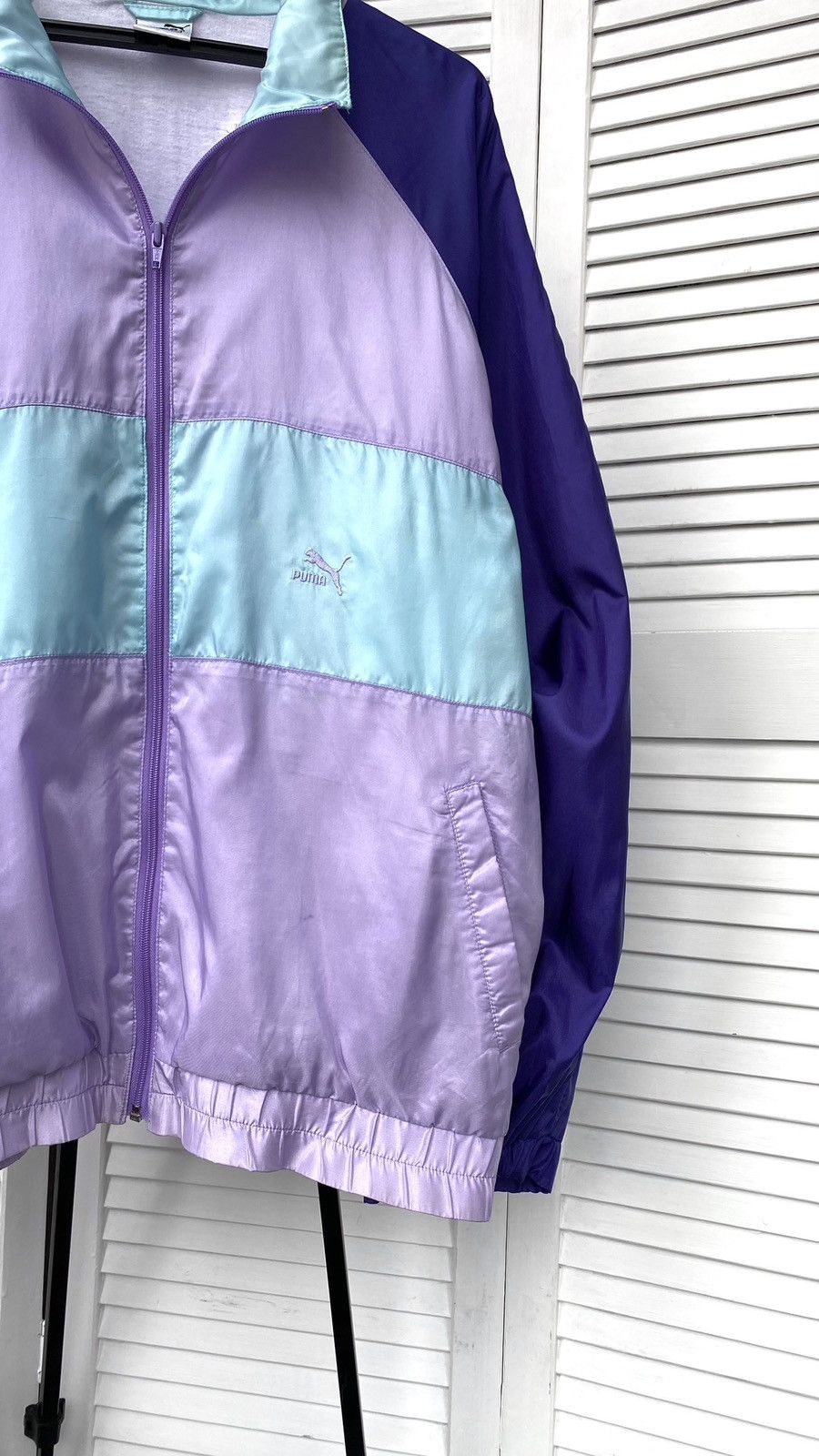 Puma × Vintage Vintage Puma Track Retro Jacket 90s 80s Light Purple Size US XL / EU 56 / 4 - 4 Thumbnail