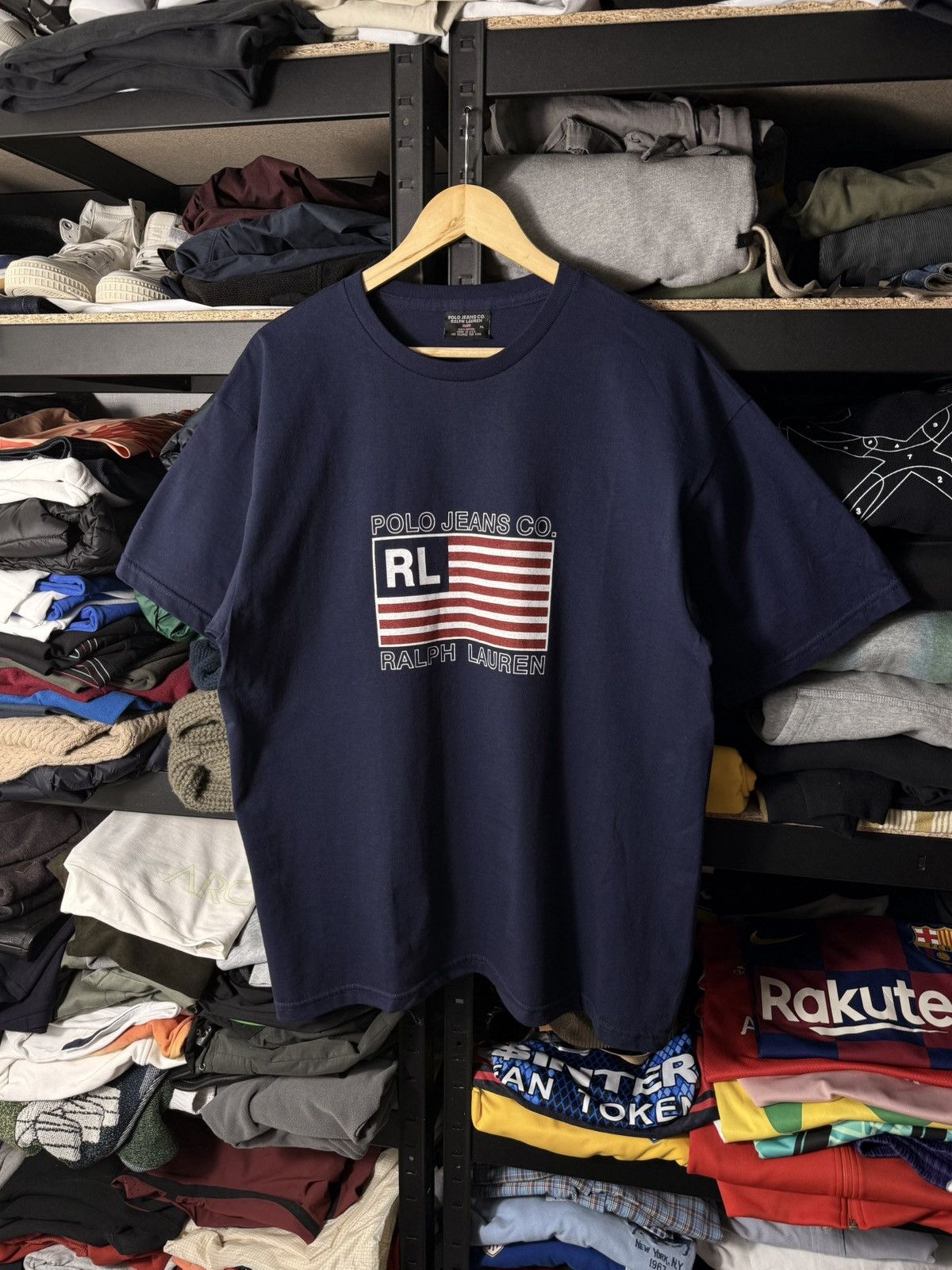 Polo Ralph Lauren Vintage Polo Jeans Co Ralph Lauren T Shirt USA Flag Logo Tee Size US XL / EU 56 / 4 - 1 Thumbnail