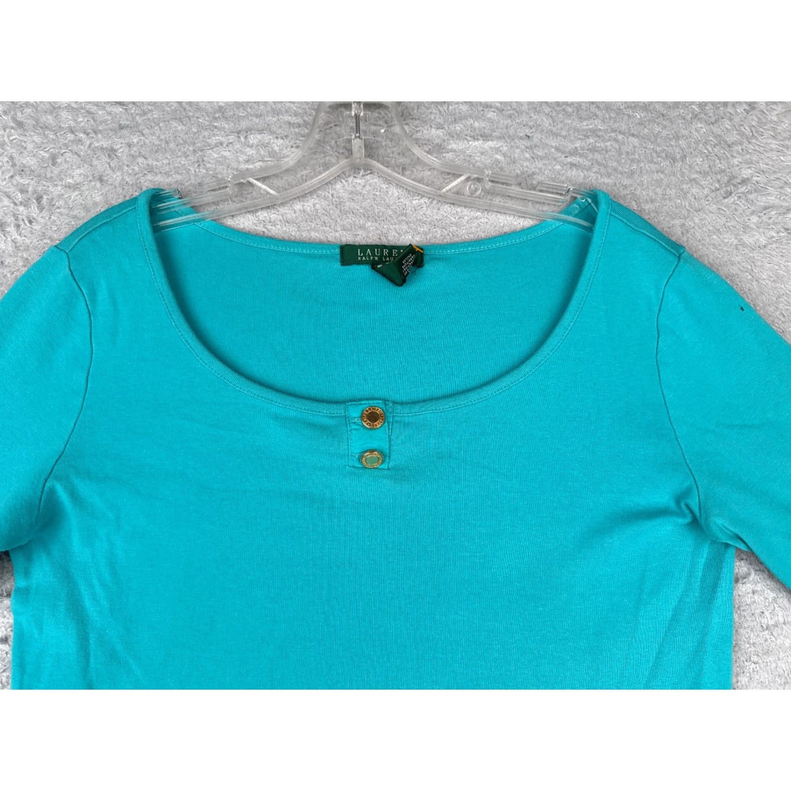 Ralph Lauren Lauren Ralph Lauren Shirt Casual Women Medium Blue Cotton Round Neck Short Sleeve Logo Size M / US 6-8 / IT 42-44 - 4 Thumbnail