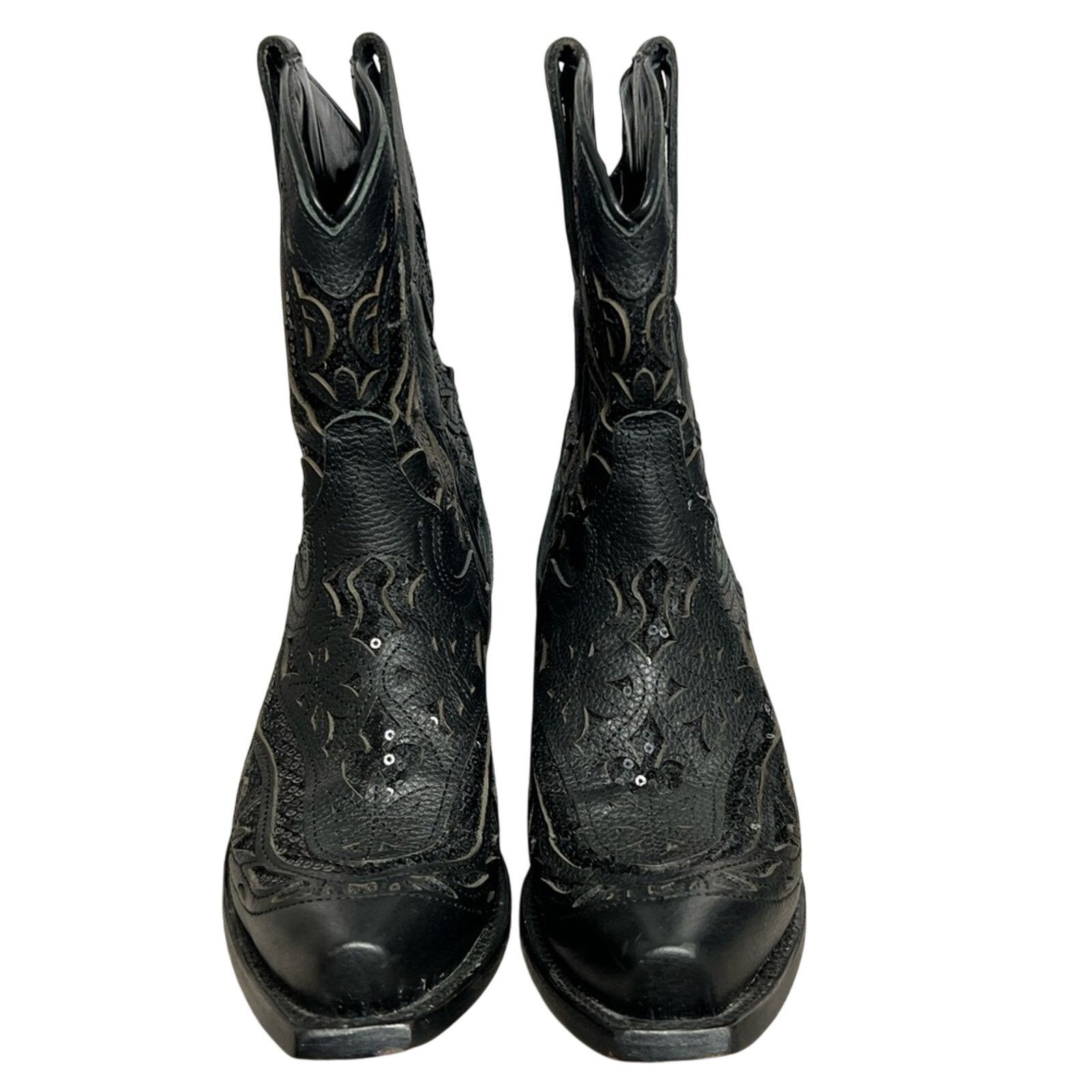 JB Classics JB Dillon Reserve Womens Cowgirl Leather Boot Black Sequin Size US 6 / IT 36 - 3 Thumbnail