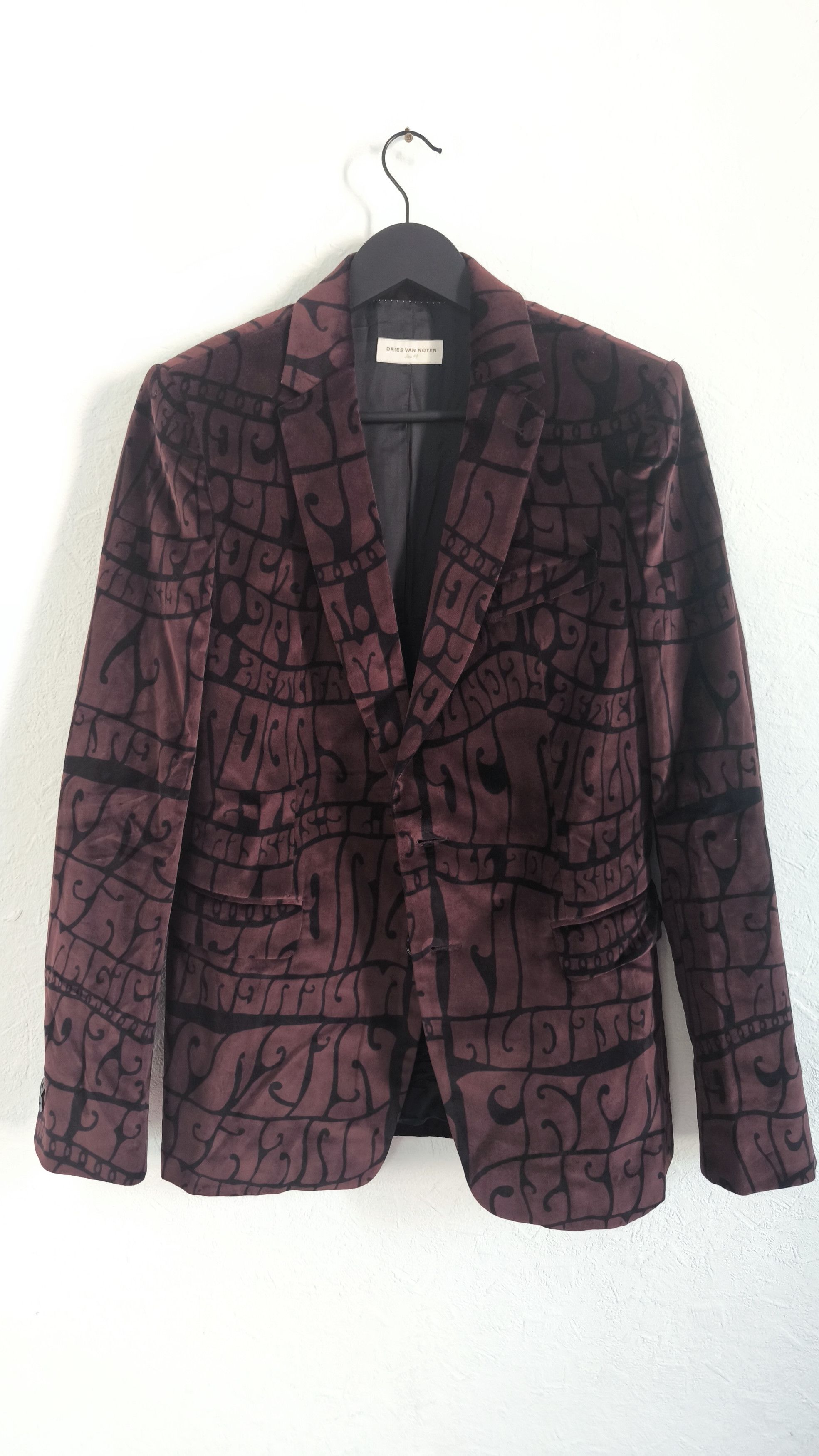 Dries Van Noten Dries Van Noten Abstract swirls pattern velvet complet suit Size 48R - 2 Thumbnail