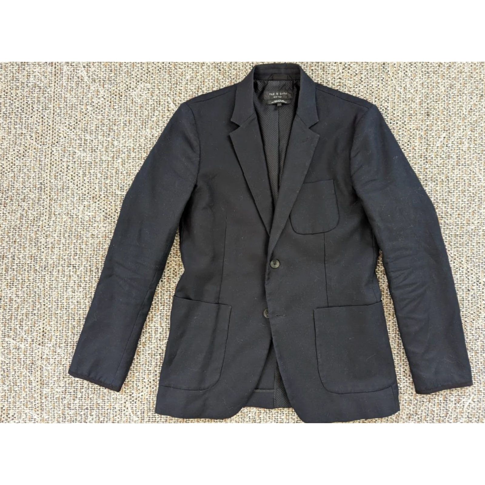 Rag & Bone Rag & Bone blazer Blazer 36 Black USA made cotton Twill Notch Lapel Men Regular 2-Button Single-Breasted Formal Vintage? Size 36R - 2 Thumbnail
