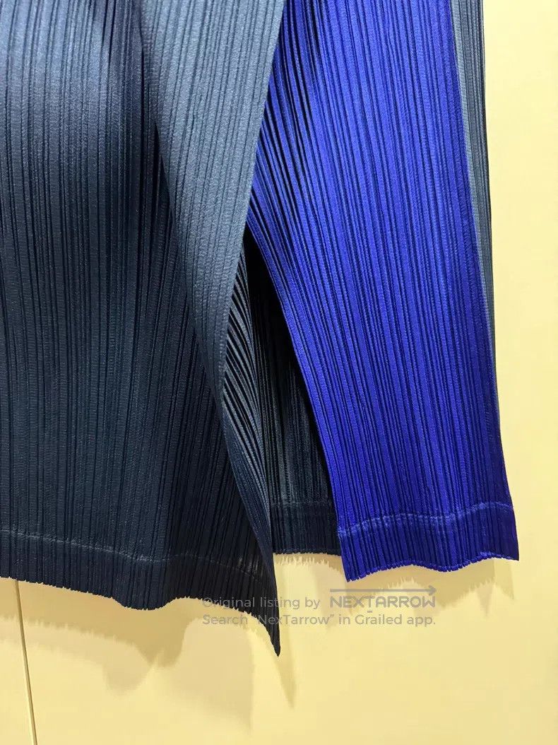 Issey Miyake Issey Miyake size:3 Blue Black Midi Skirt Size 22" - 3 Thumbnail
