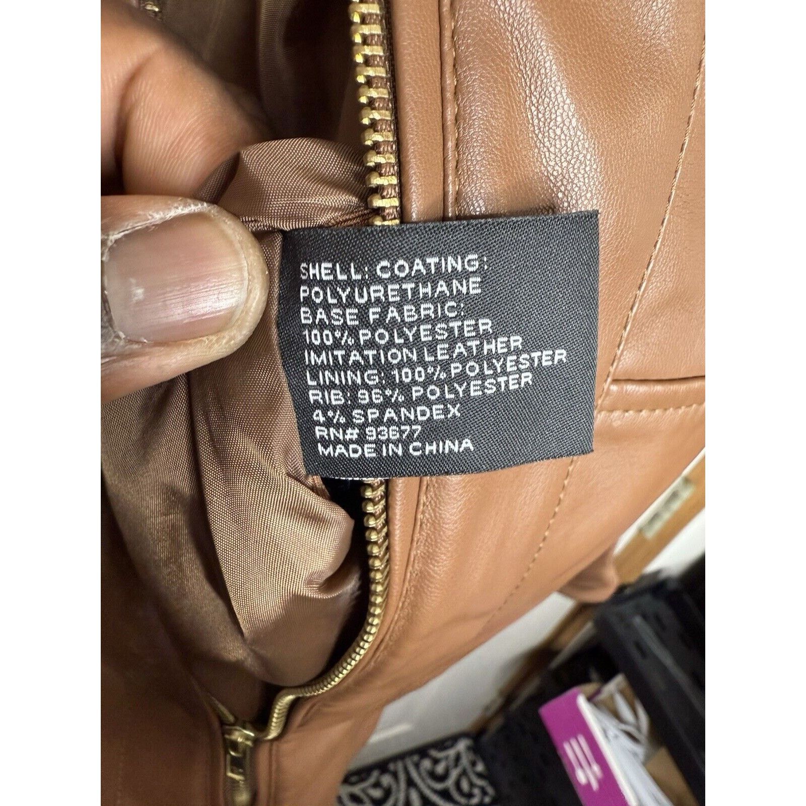 & Other Stories Ana Women’s Faux Leather Jacket Brown Zip XL Biker Moto Coat Size XL / US 12-14 / IT 48-50 - 9 Thumbnail