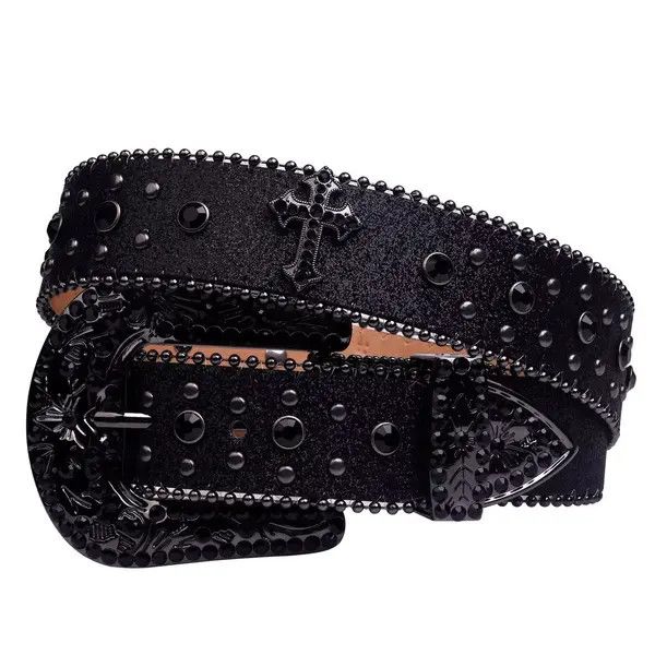 Leather Sachiko x Asai 115 cm Cross Ice Big Logo Y2K PU Leather Belt Size ONE SIZE - 2 Thumbnail