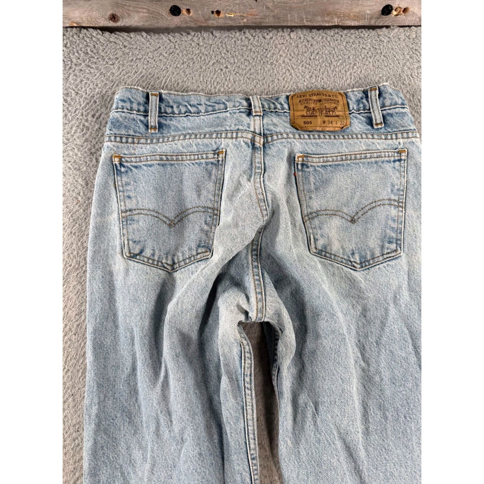 Levi's VINTAGE Levi’s 505 Jeans Men 32x30 Blue Denim Straight Logo Pockets 90s Orange Tab H Size US 34 / EU 50 - 5 Thumbnail