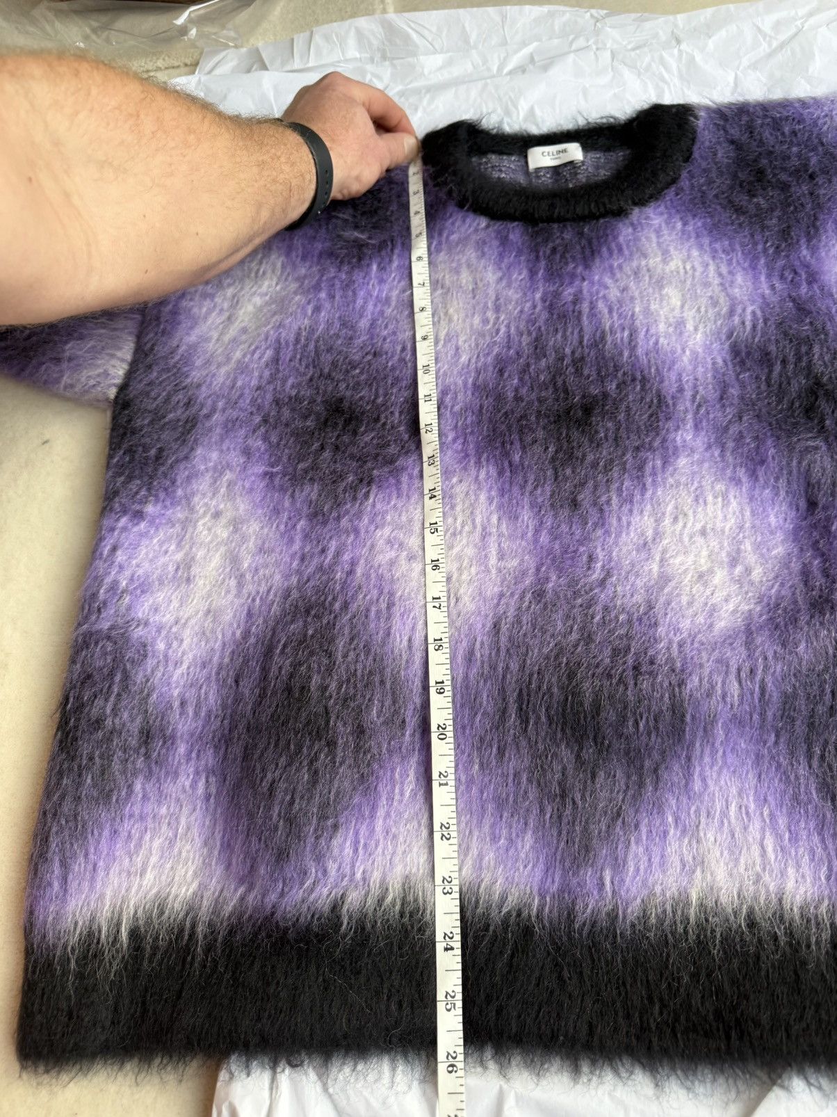 Celine $1.4k FW22 Celine argyle mohair blend fuzzy sweater L Hedi Size US L / EU 52-54 / 3 - 5 Thumbnail