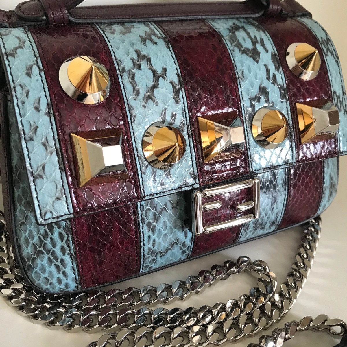 Fendi Fendi Python burgundy double baguette crossbody Size ONE SIZE - 13 Thumbnail