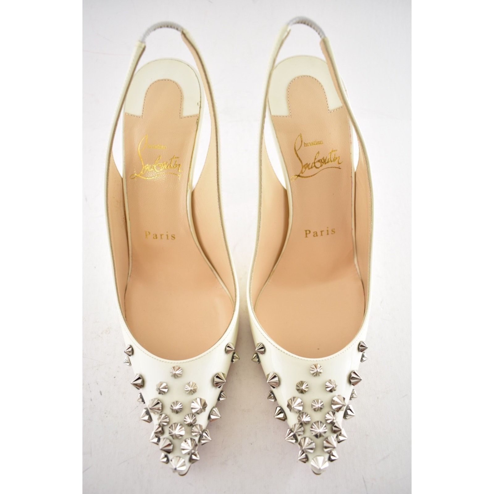 Christian Louboutin Christian Louboutin Drama Sling 100 Latte White Slingback Size US 6.5 / IT 36.5 - 10 Thumbnail