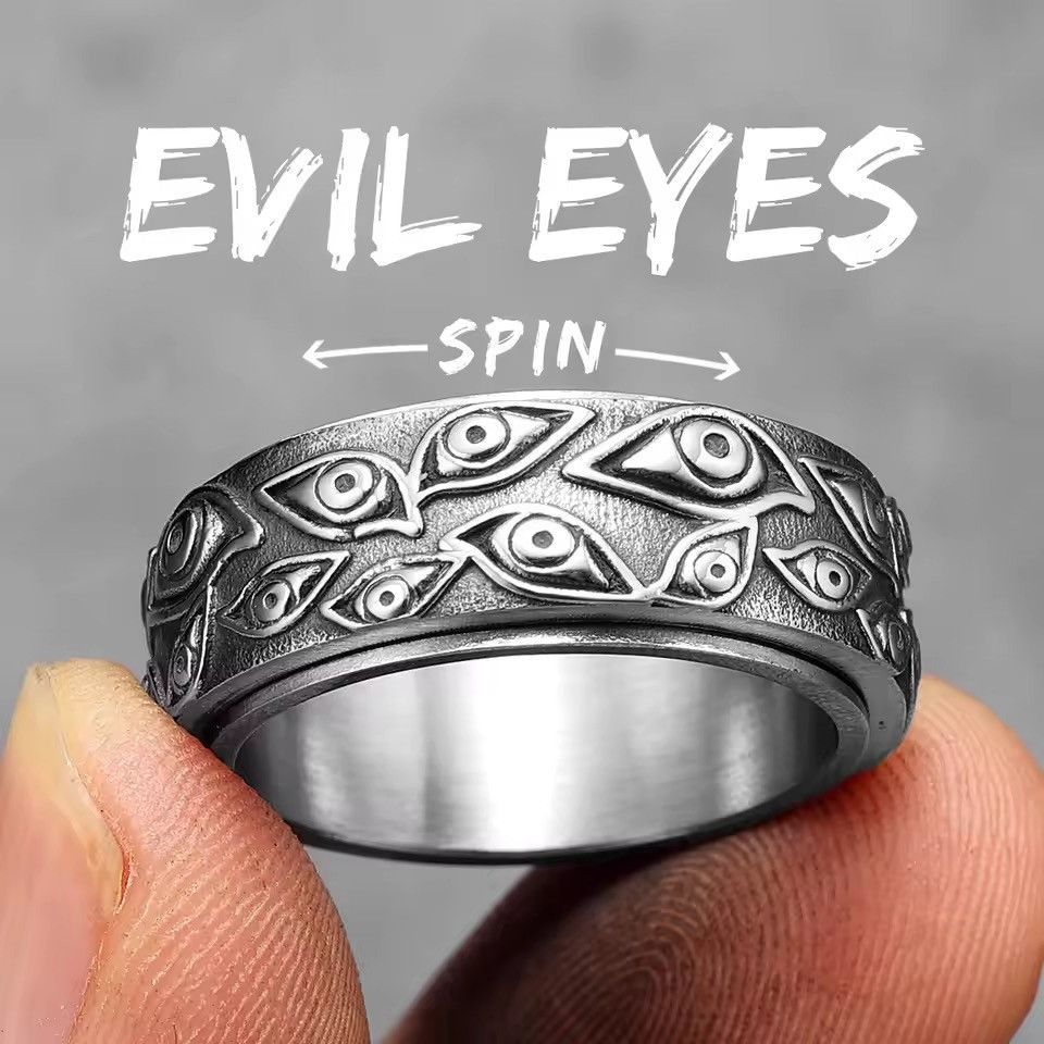 Jewelry "All-Seeing Eyes" Gothic Band Ring (Size 6-13) Size ONE SIZE - 3 Thumbnail