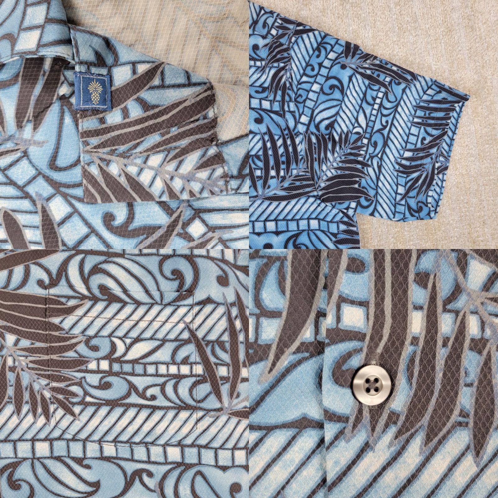 Tommy Bahama Tommy Bahama Silk Shirt Men XL Blue Floral Aztec Tribal Hawaiian Shirt - Button-Up, Short Sleeve, Collared, Casual, Travel, Regular Fit Size US XL / EU 56 / 4 - 8 Thumbnail