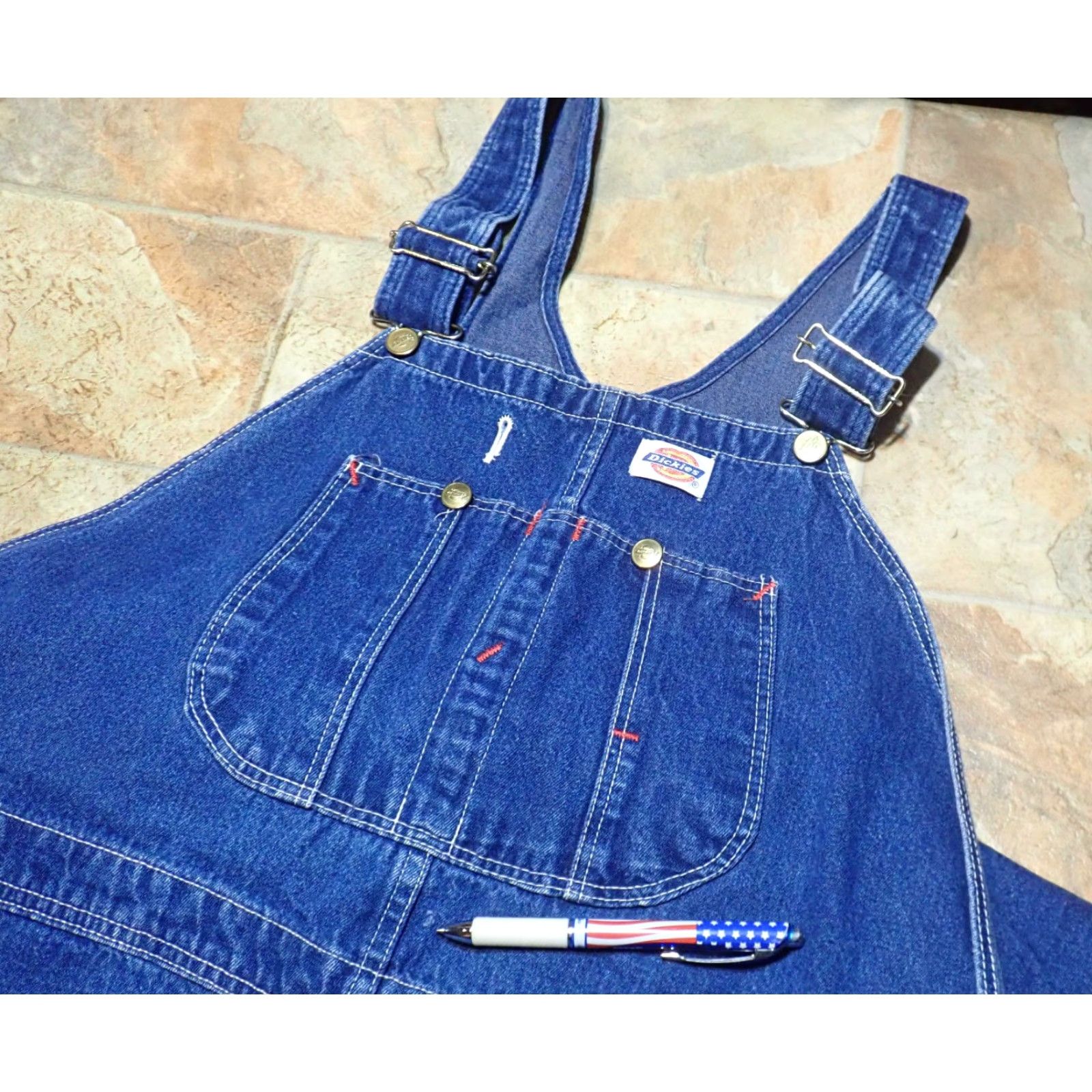 Dickies Dickies Blue Denim Bib Overalls 44X33 90s Cowboy USA Dickies Button Fly 5-Pocket Design Relaxed Mens Size US 44 / EU 60 - 4 Thumbnail