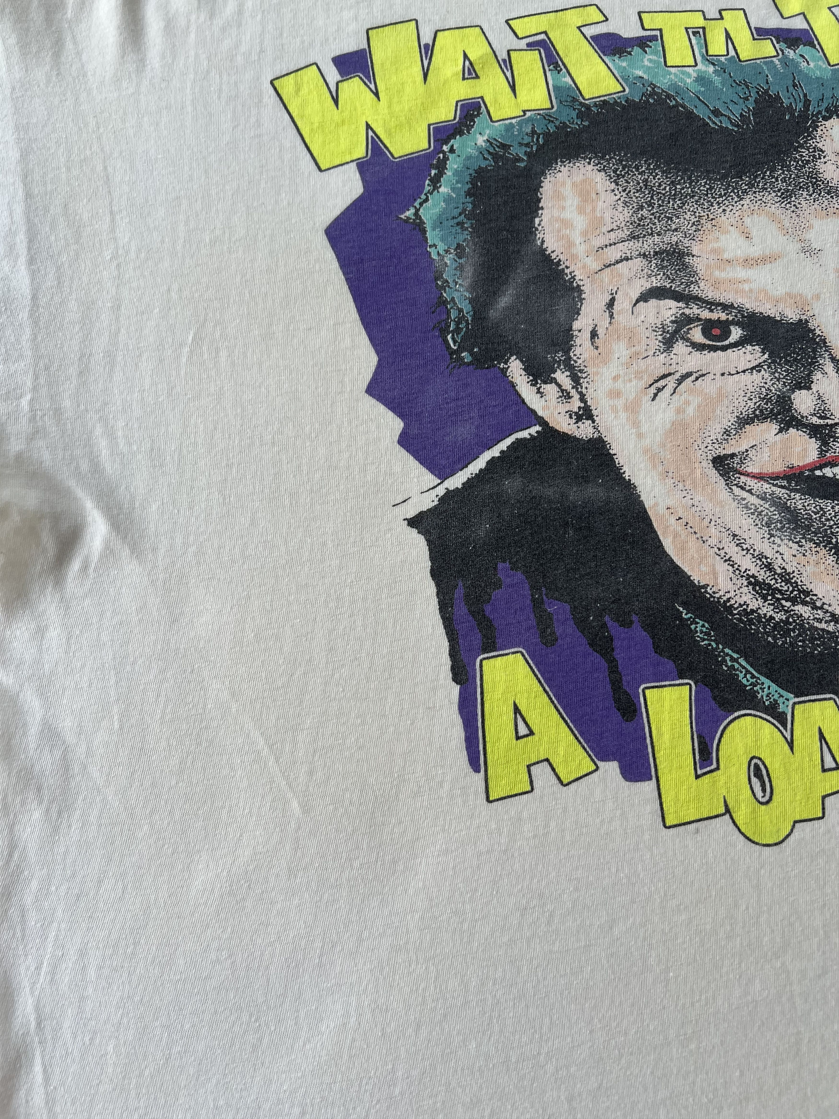 DC Comics Vintage 1989 Joker Jack Nicholson Batman Movie White T-shirt Size US XL / EU 56 / 4 - 7 Thumbnail
