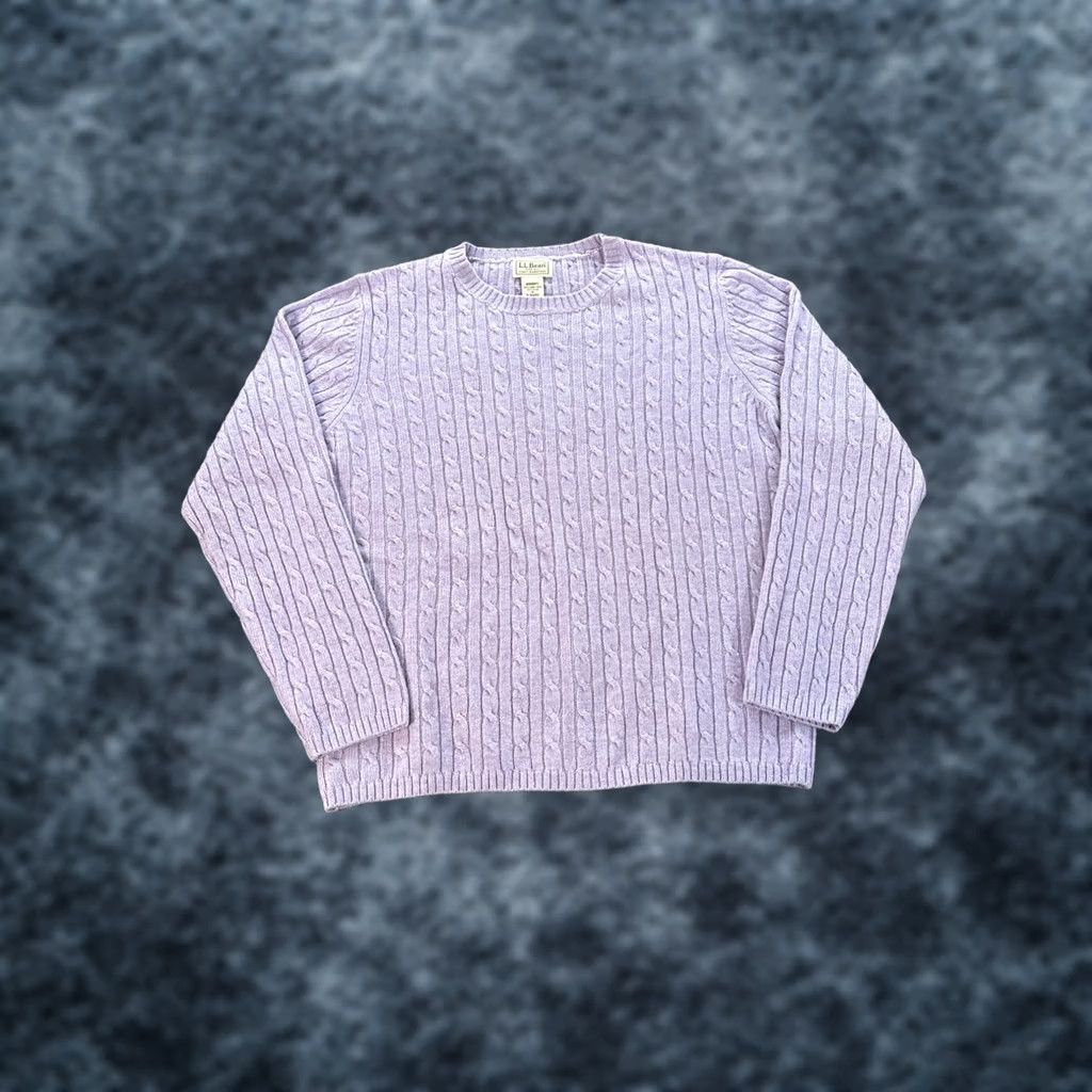 Vintage L.L. Bean Sweater Womens M Purple Cable-Knit Raglan Sleeve Pullover Knit Wool Nylon Classic Nautical Outdoor Preppy Fall Winter Spring Size M / US 6-8 / IT 42-44 - 1 Thumbnail