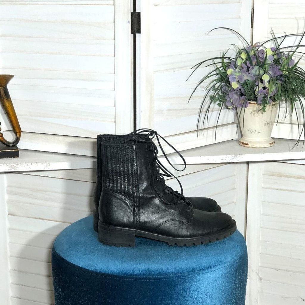 SCHUTZ Schutz black combat boots leather rubber sole sz 40 9 Size US 9 / IT 39 - 1 Thumbnail