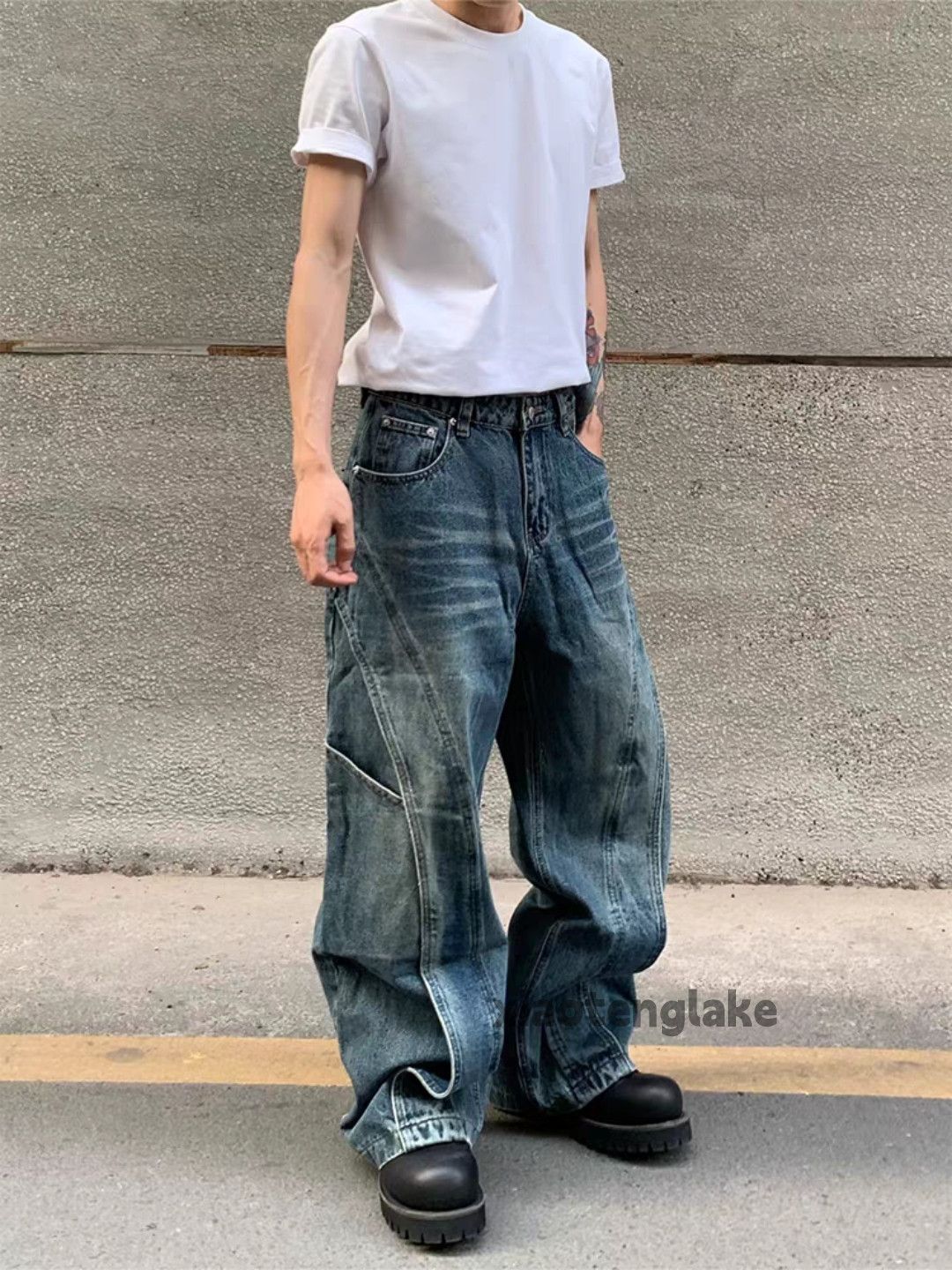 Jean × Vintage Unisex washed faded cleanfit yuppie punk grunge jeans Size US 32 / EU 48 - 5 Thumbnail