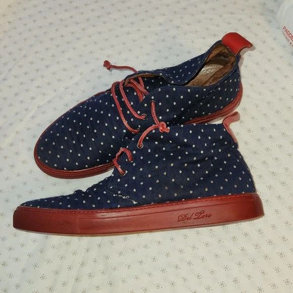 Del Toro × Vintage Size 10 Polka Dot Used Vintage Style Hi Top Chukka Sneakers Size US 10 / EU 43 - 5 Thumbnail