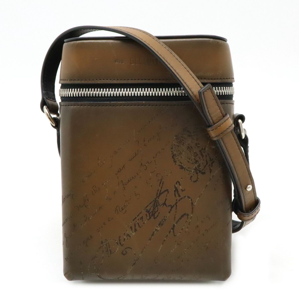 Other Berluti Venezia Leather Scritto Swipe Shoulder Bag Mini Leather Shoulder Bag in Brown, Men's