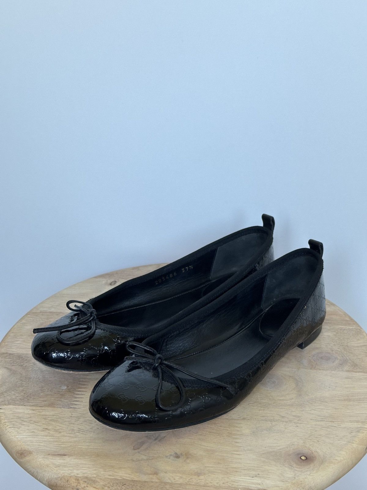 Gucci Gucci Black Microguccissima Patent Leather Ballet Flats Size US 6.5 / IT 36.5 - 2 Thumbnail