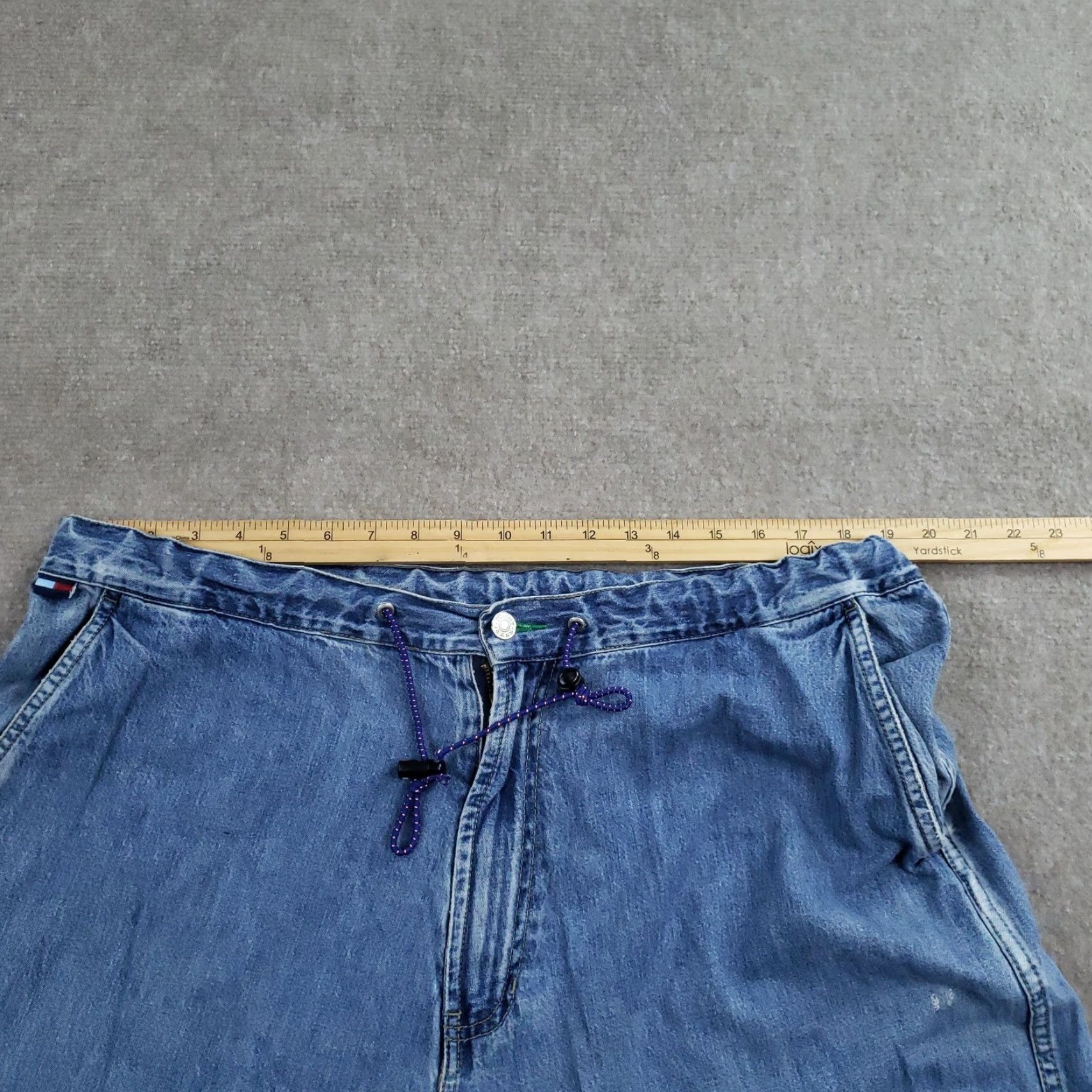 Tommy Hilfiger VINTAGE Tommy Hilfiger Jeans Men 40x32 Blue Wide Leg Baggy Drawstring Distressed Size US 40 / EU 56 - 6 Thumbnail