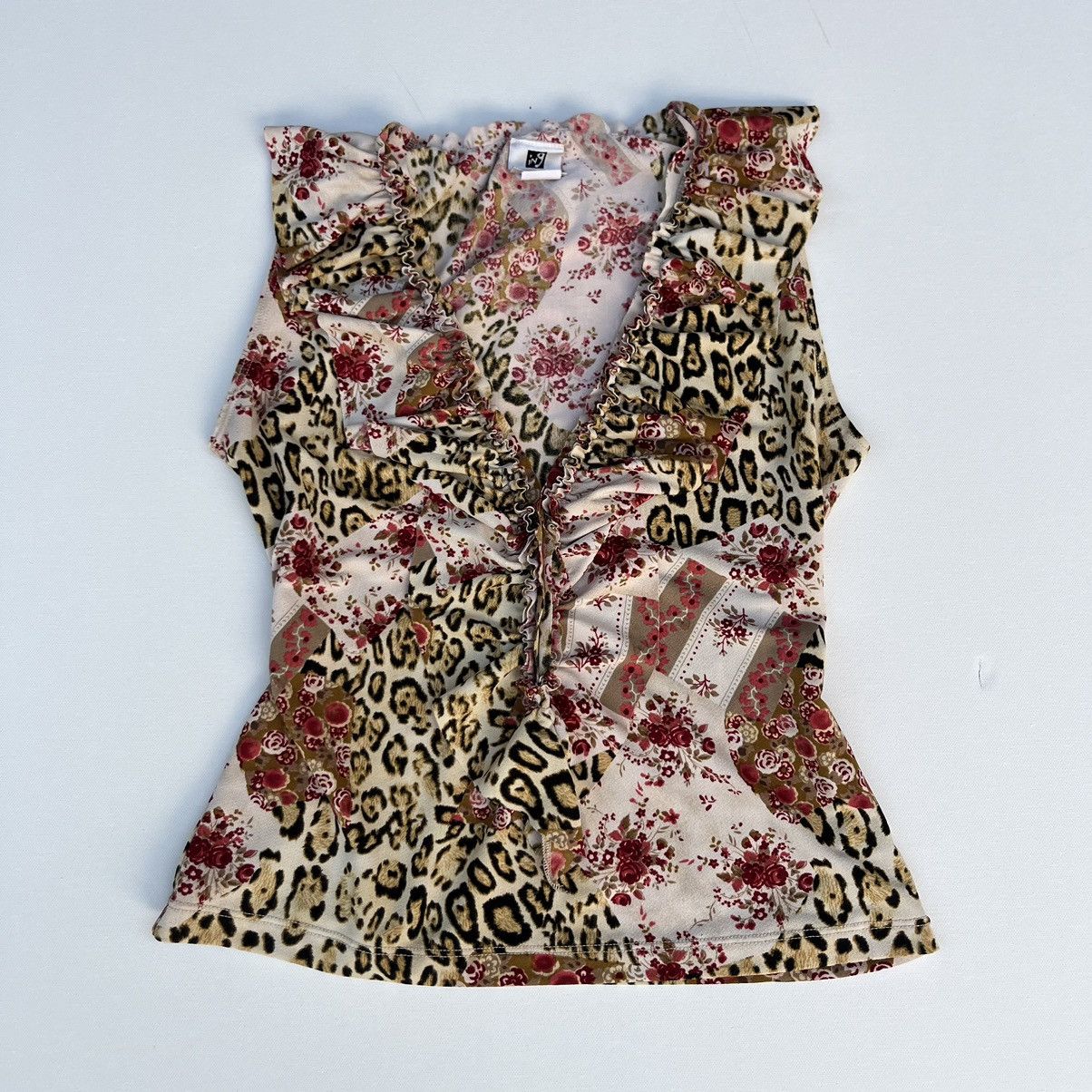 Designer × Other × Vintage 90s Vintage Leopard print ruffle blouse Size S / US 4 / IT 40 - 4 Thumbnail