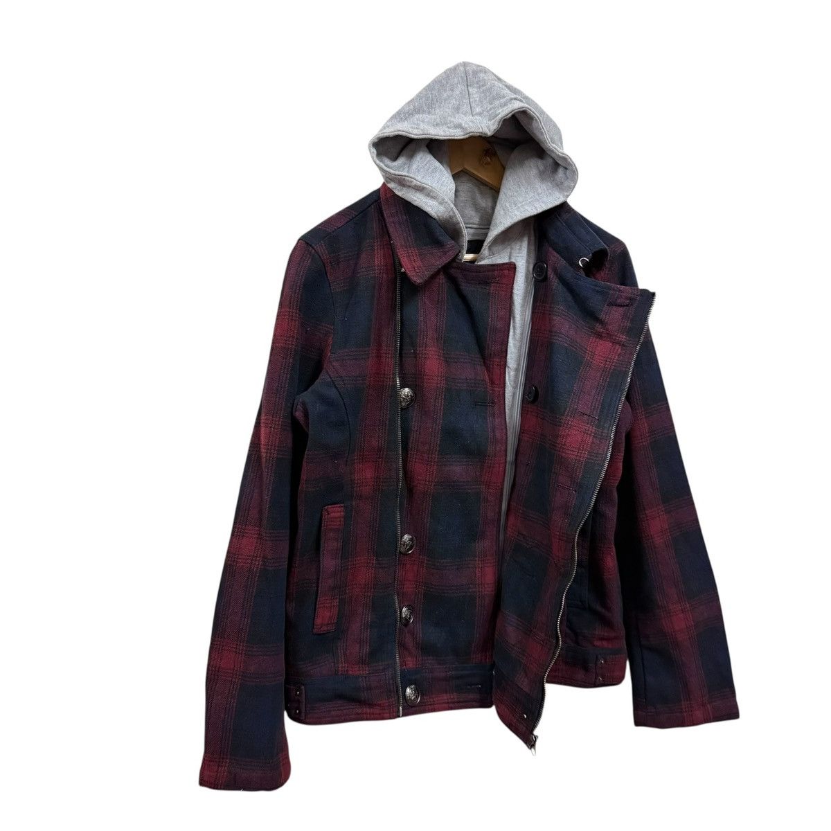 Le Grande Bleu (L.G.B.) Red Plaid Hoodie Jacket Vkei Style LGB Size US M / EU 48-50 / 2 - 2 Thumbnail