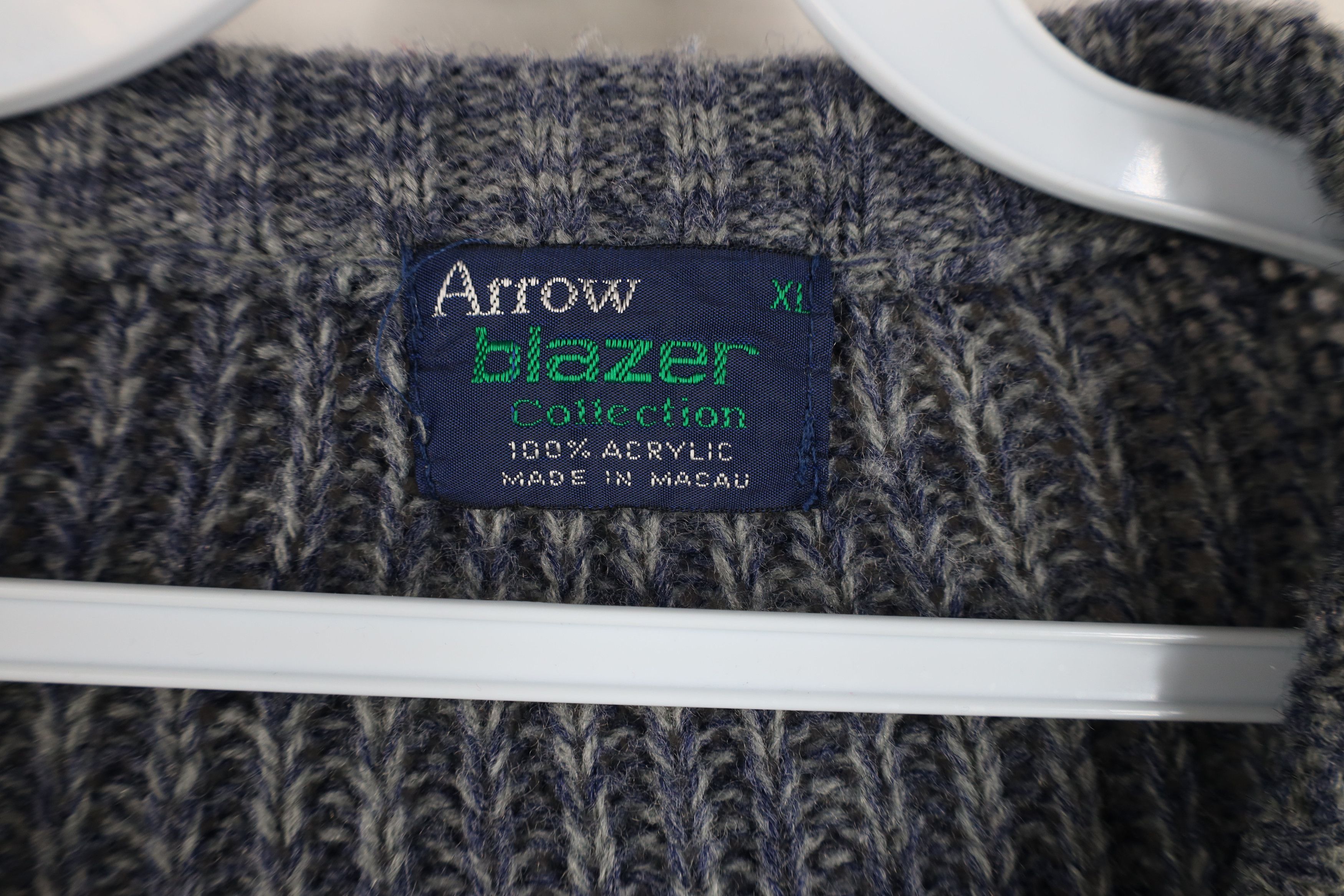 Vintage Vintage 90s Streetwear Ribbed Knit Crewneck Sweater Blue Size US XL / EU 56 / 4 - 4 Thumbnail